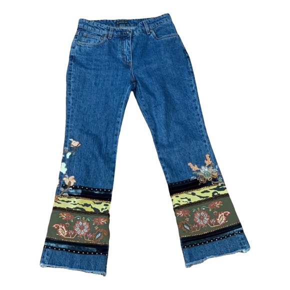 Etro Denim - Amazing Vintage Etro Embroidered Boho Paisley Bootcut Flare Jeans